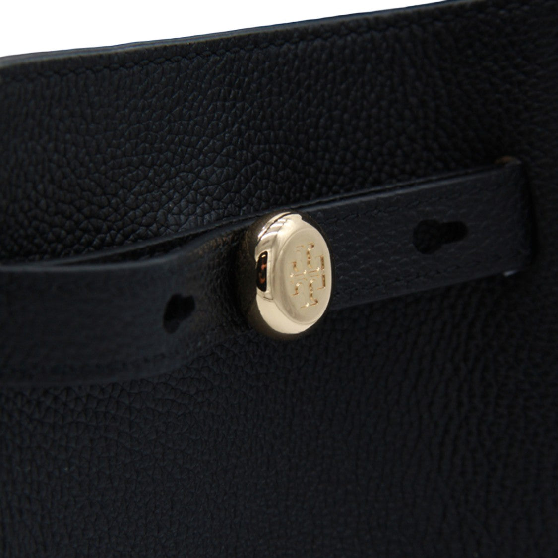 Tory Burch Structured Pebbled Black Handbag With Detachable Strap