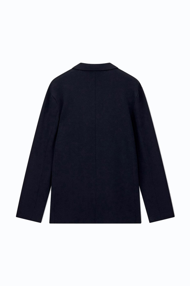 Emporio Armani Navy Two-Button Patch Pocket Viscose-Blend Blazer