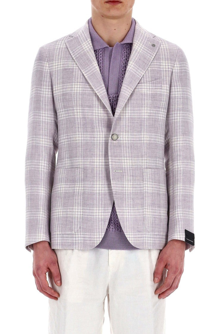 Tagliatore Montecarlo Line Linen-Wool Checked Jacket