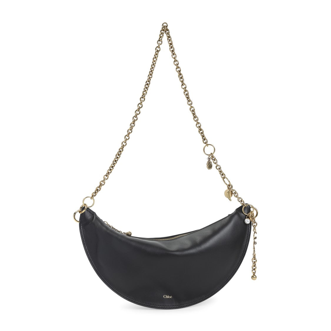 Chloé Crescent-Shaped Black Lamb Leather  Shoulder Bag