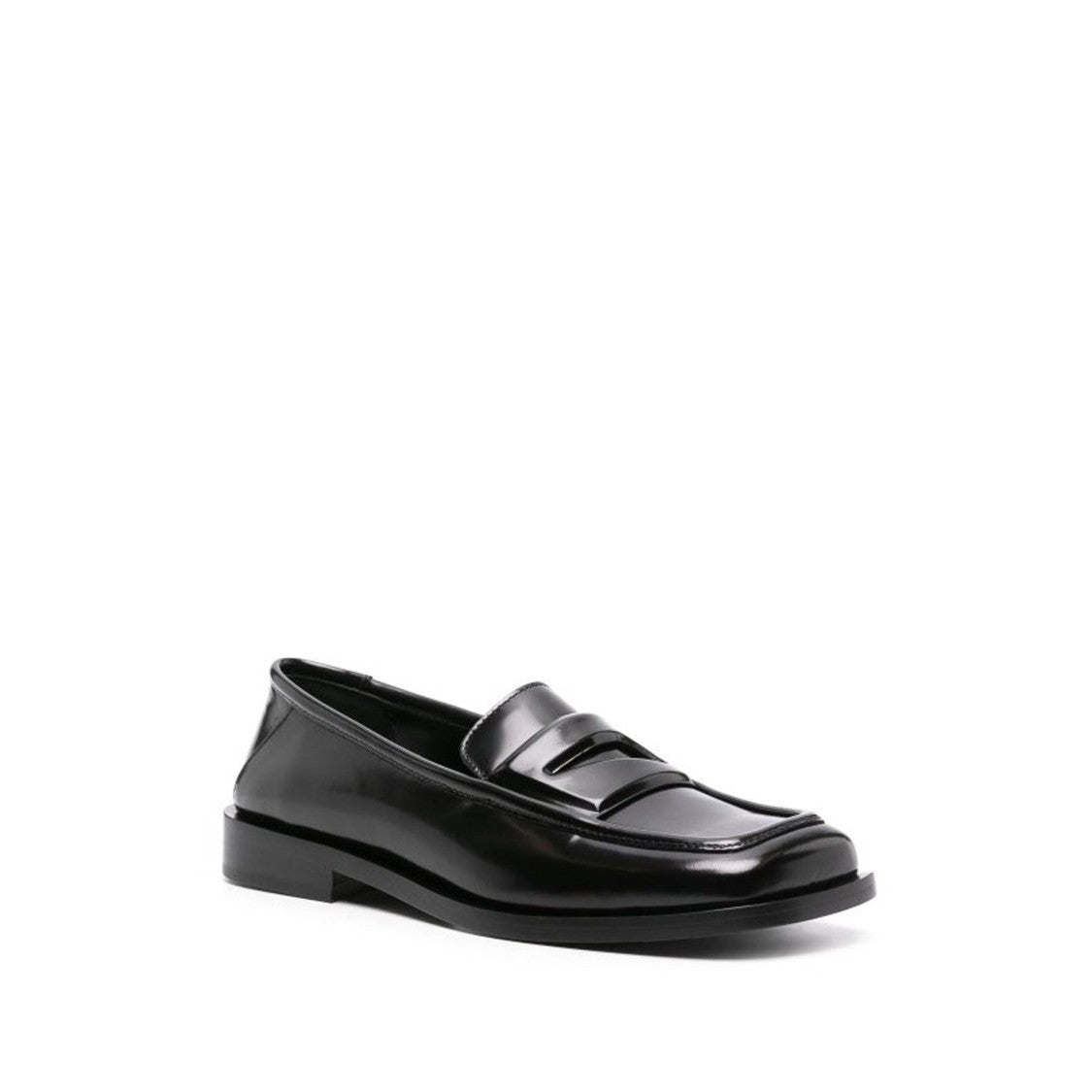 The Attico Square-Toe Leather Loafers With Glossy Finish
