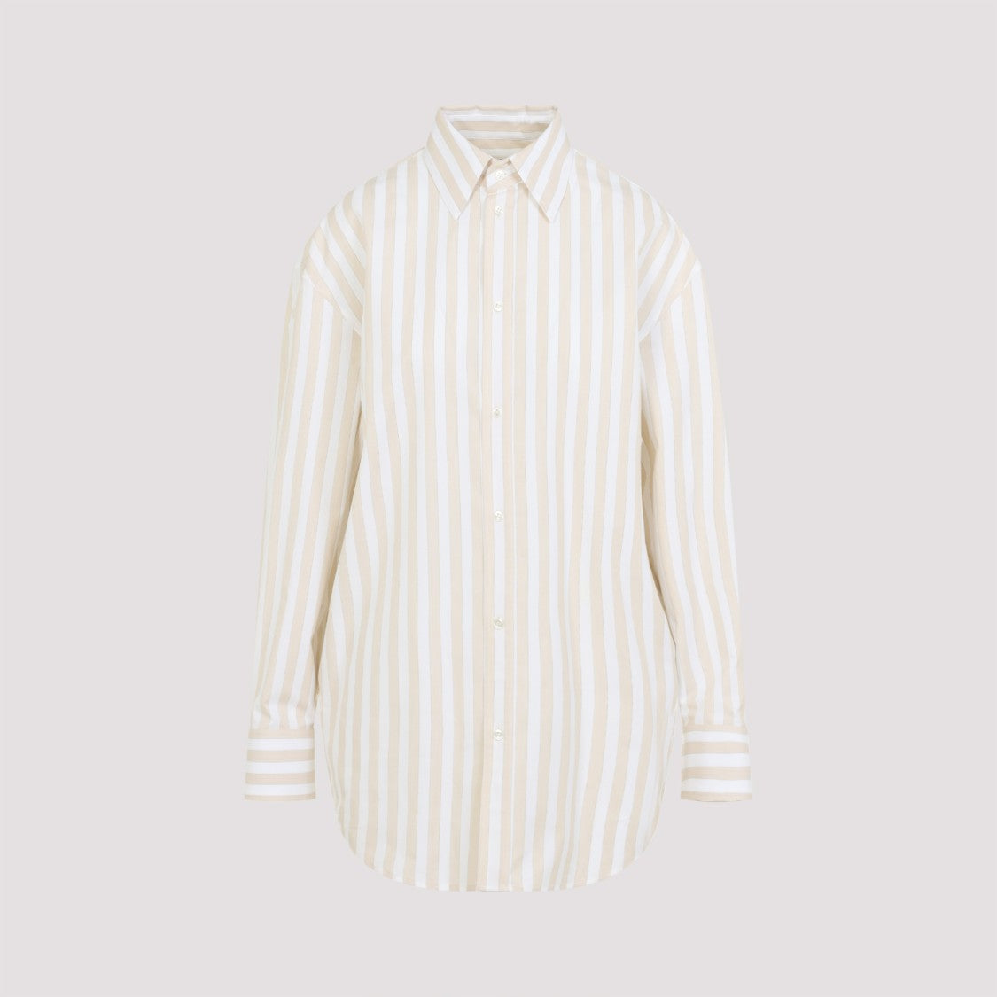 Saint Laurent White And Beige Cotton Shirt