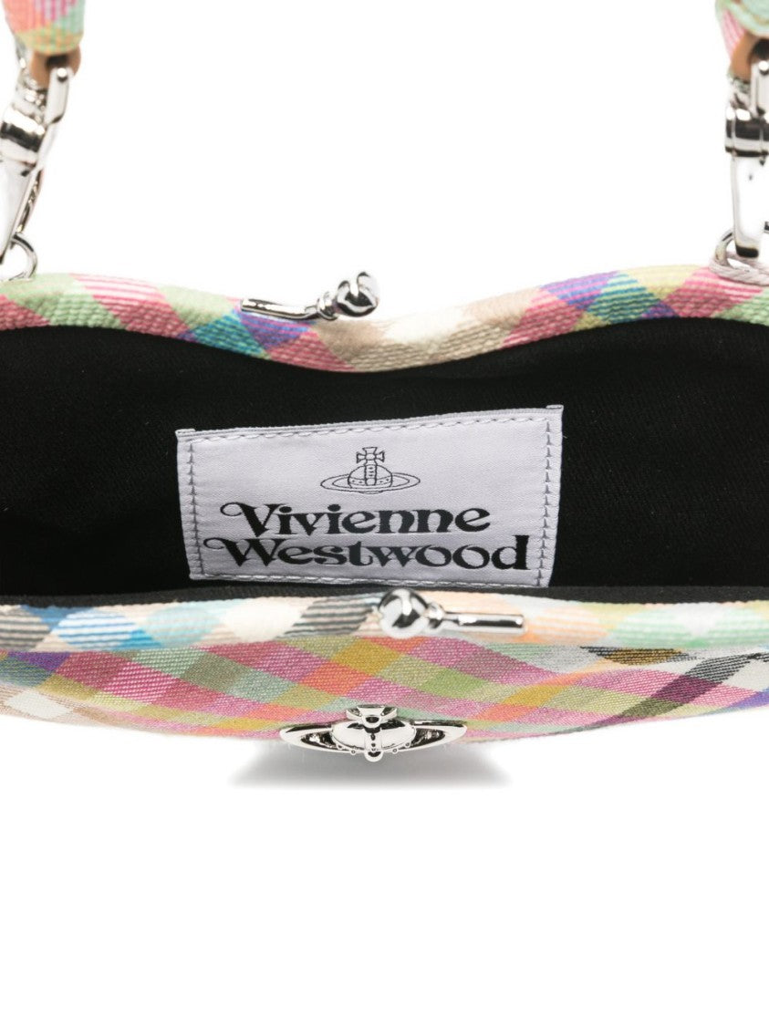 Vivienne Westwood Pink Multicolour Plaid Heart Shaped Bag