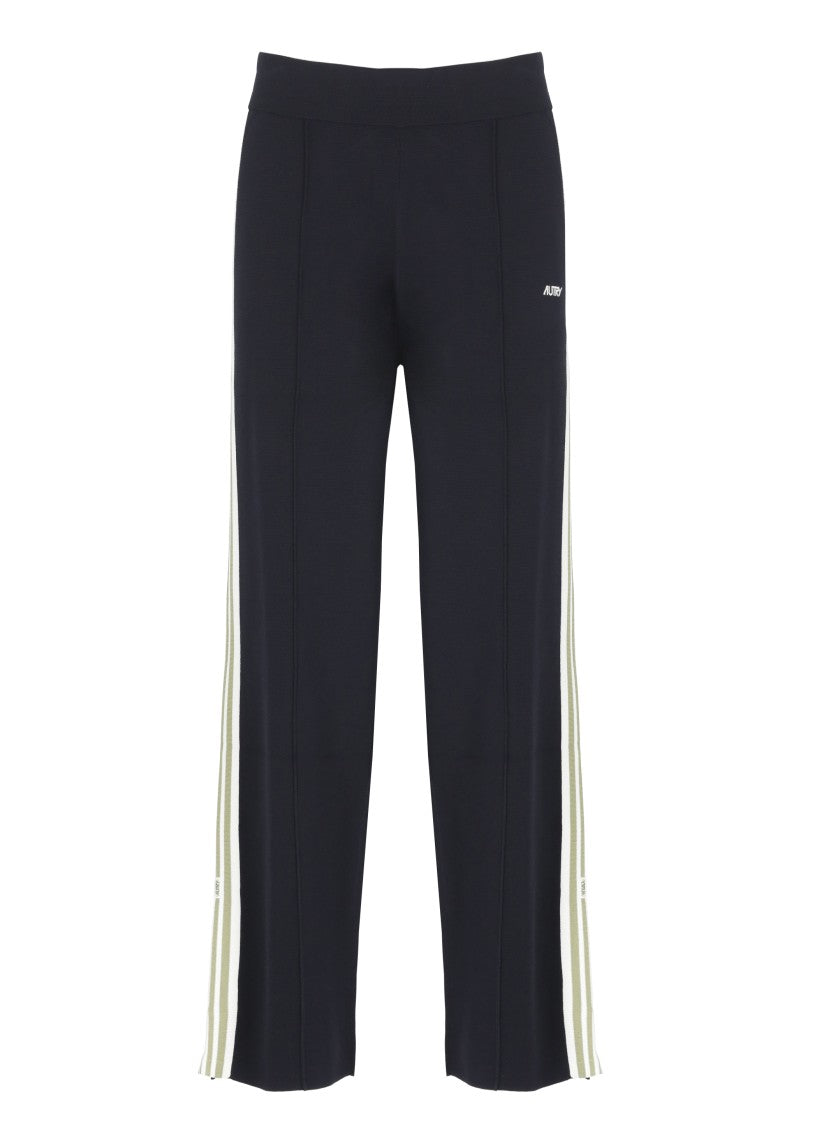 Autry Black Main Viscose Striped Pants