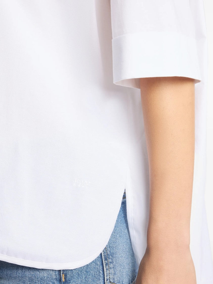 Fay Loose-Fitting White Short-Sleeved Pointed Shirt