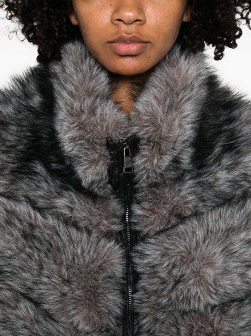 Betta Corradi Sleeveless Gray Faux Fur Coat