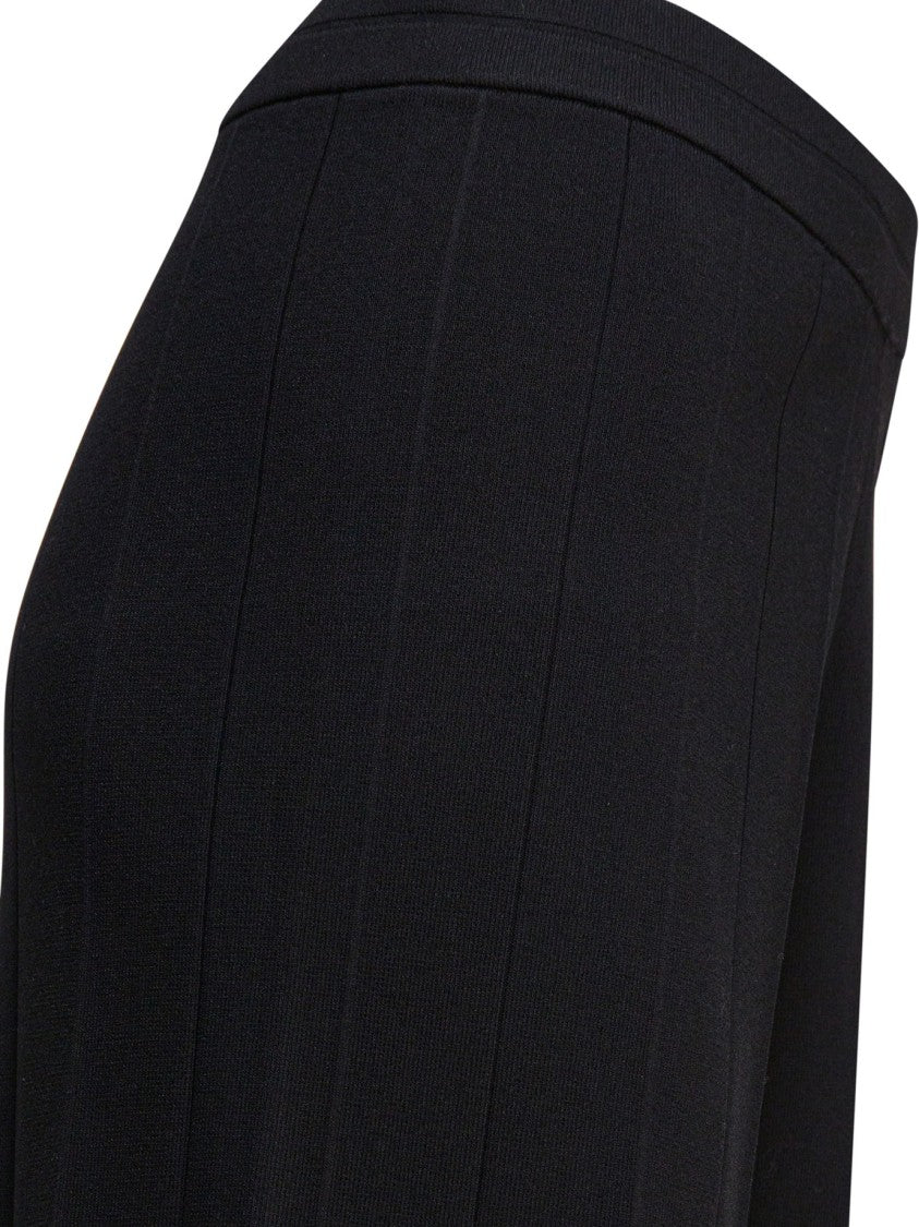 Max Mara Black Wide-Leg Trousers With Vertical Ribbing