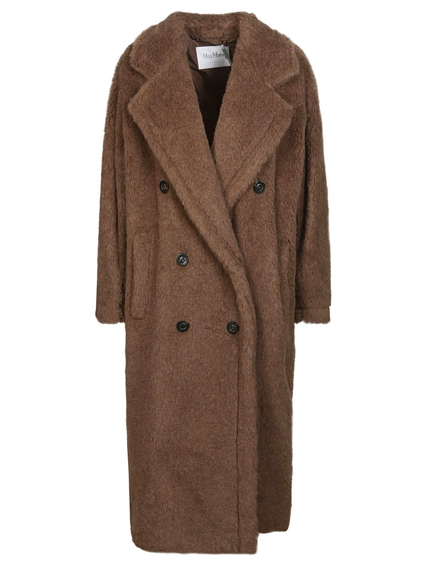 Max Mara Long Double-Breasted Teddy Coat With Relaxed Fit
