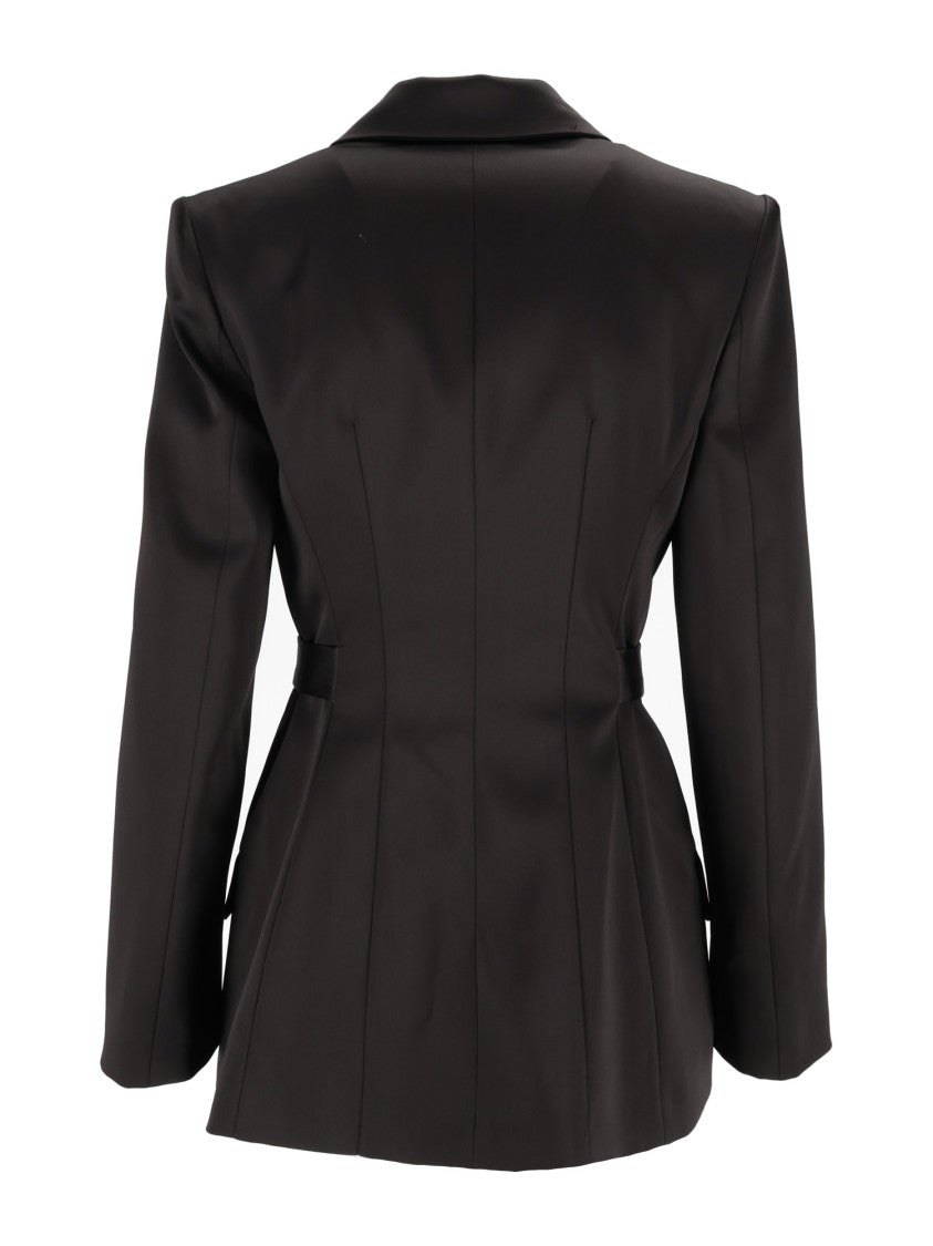 Elisabetta Franchi Black Tailored Belted Belted Flap Pocket Blazer