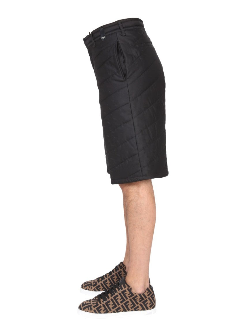 Fendi Quilted Black Bermuda Shorts