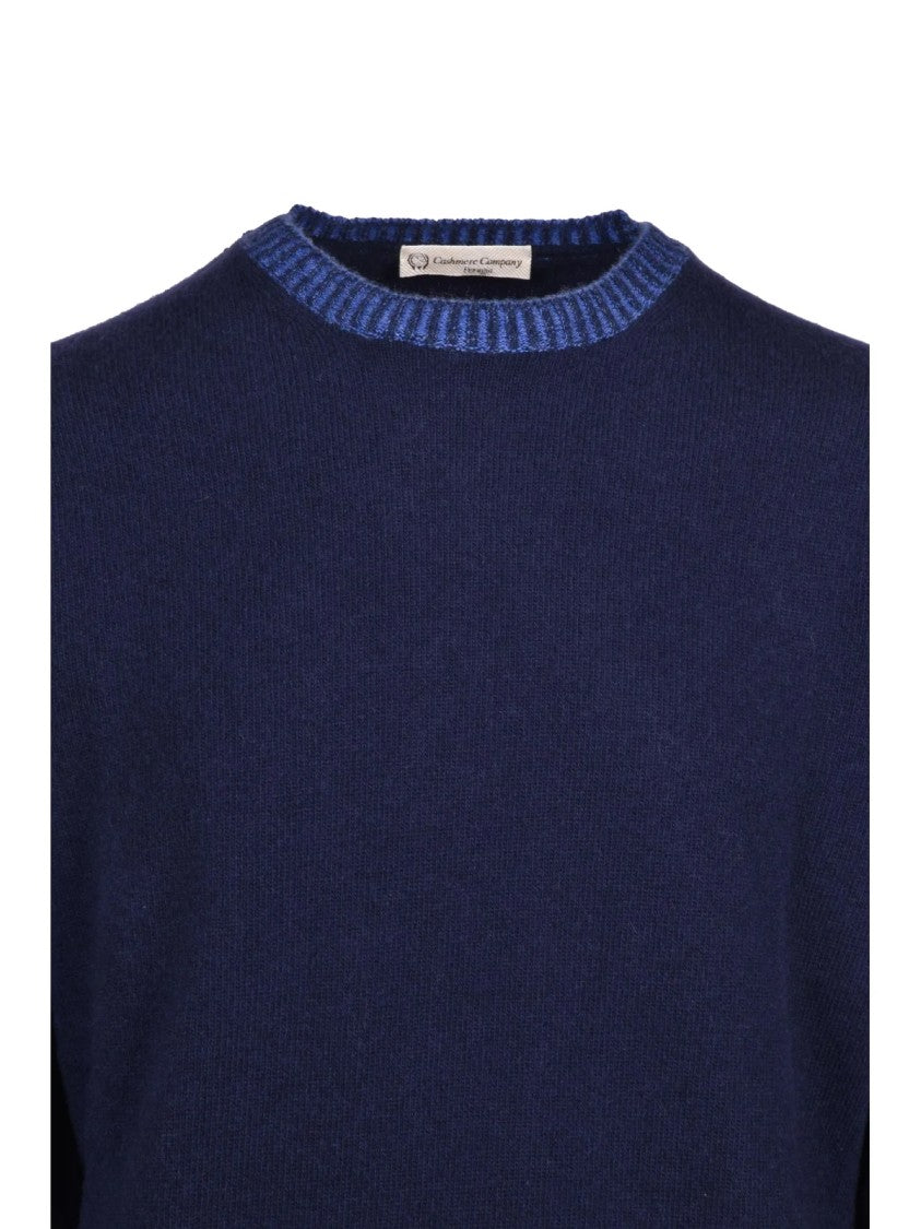 Cashmere Company P. Crew Neck Sweater With Contrasting Ribbed Trims