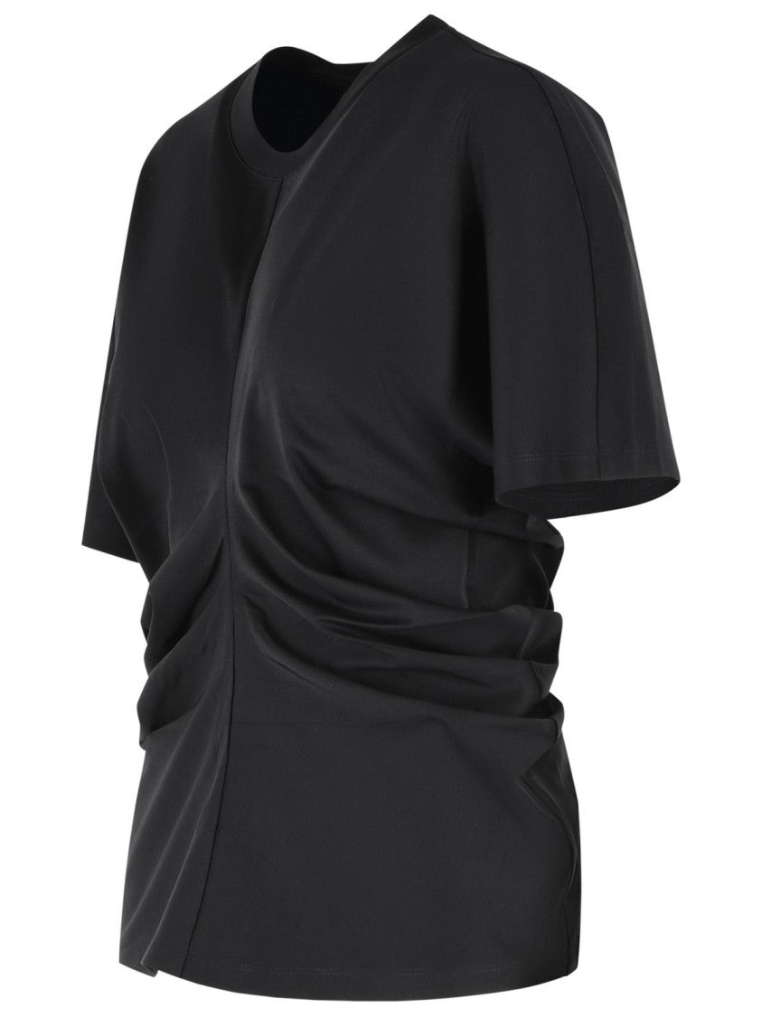 Róhe Draped T-Shirt In Black Cotton Blend