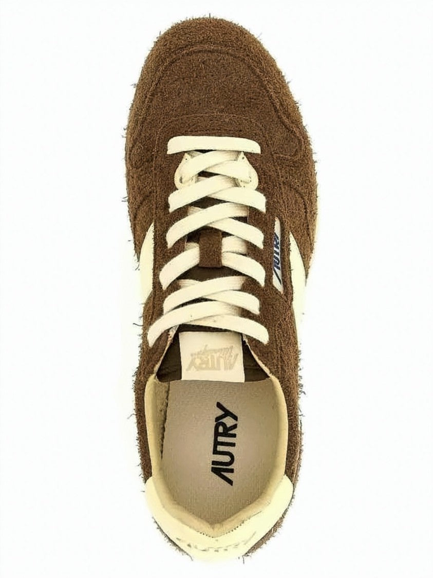 Autry Textured Suede Windspin Sneakers With Cream Leather Accents