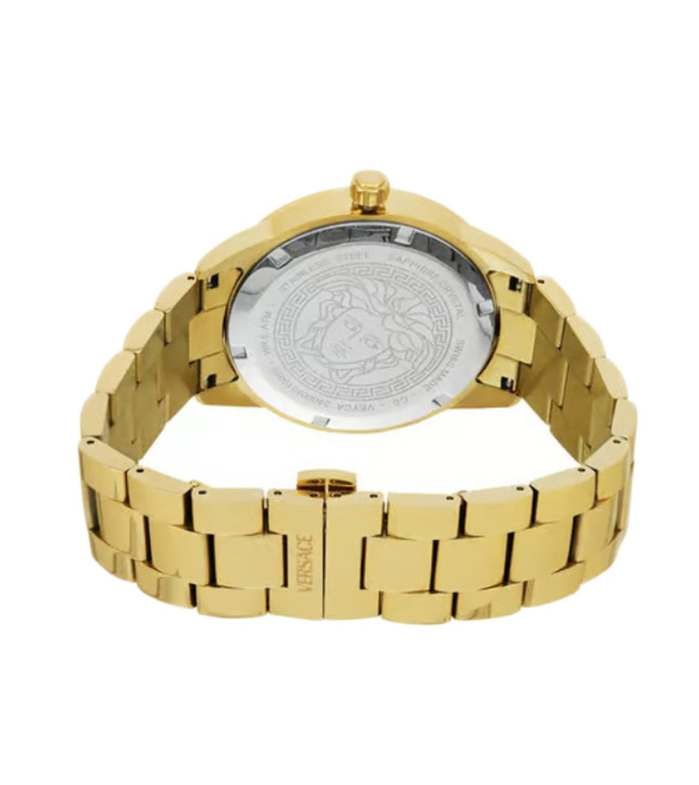 Versace Greca Urban Gold-Tone Quartz Watch With Black Dial