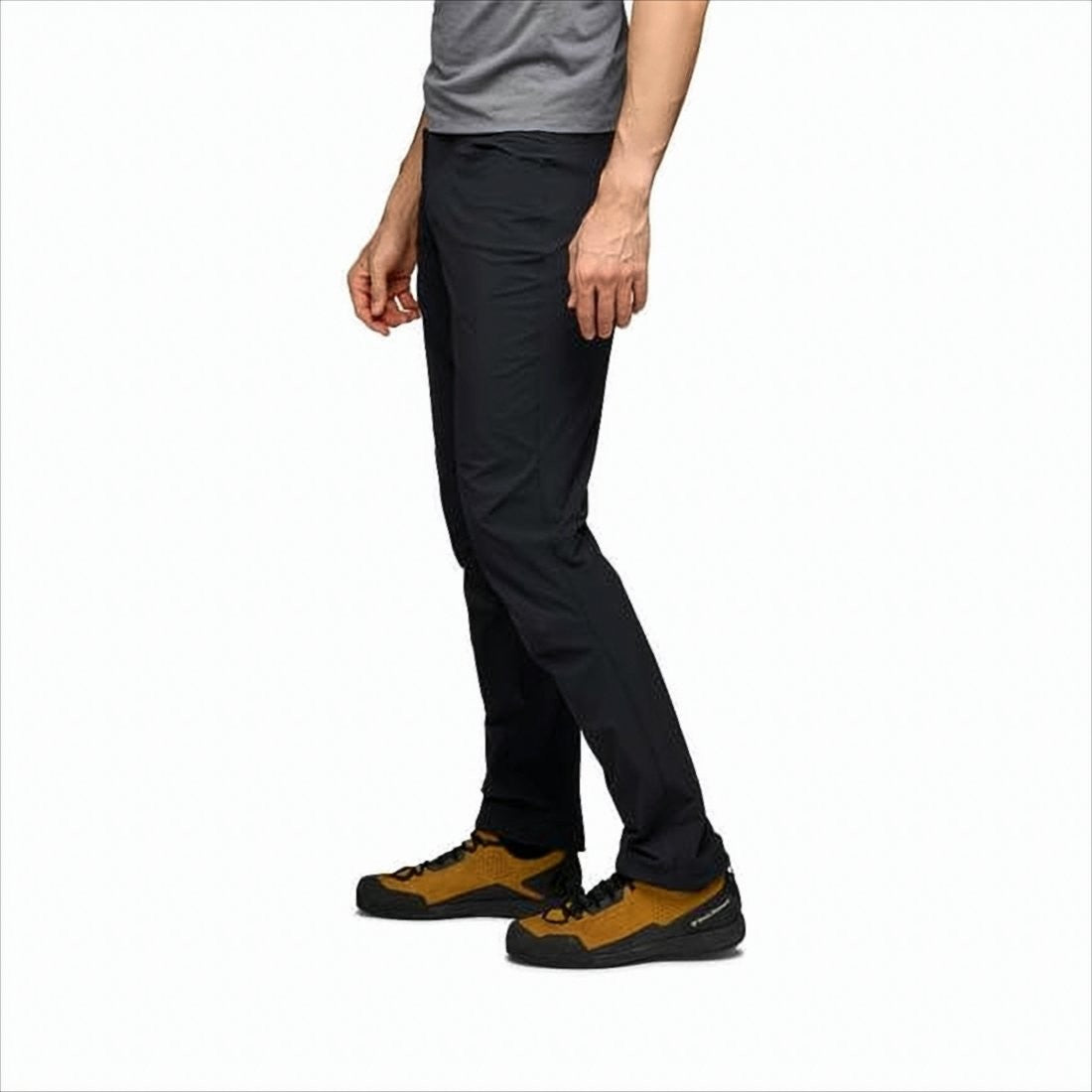 Black Diamond Slim Fit Black Straight Pants With Built-In Belt