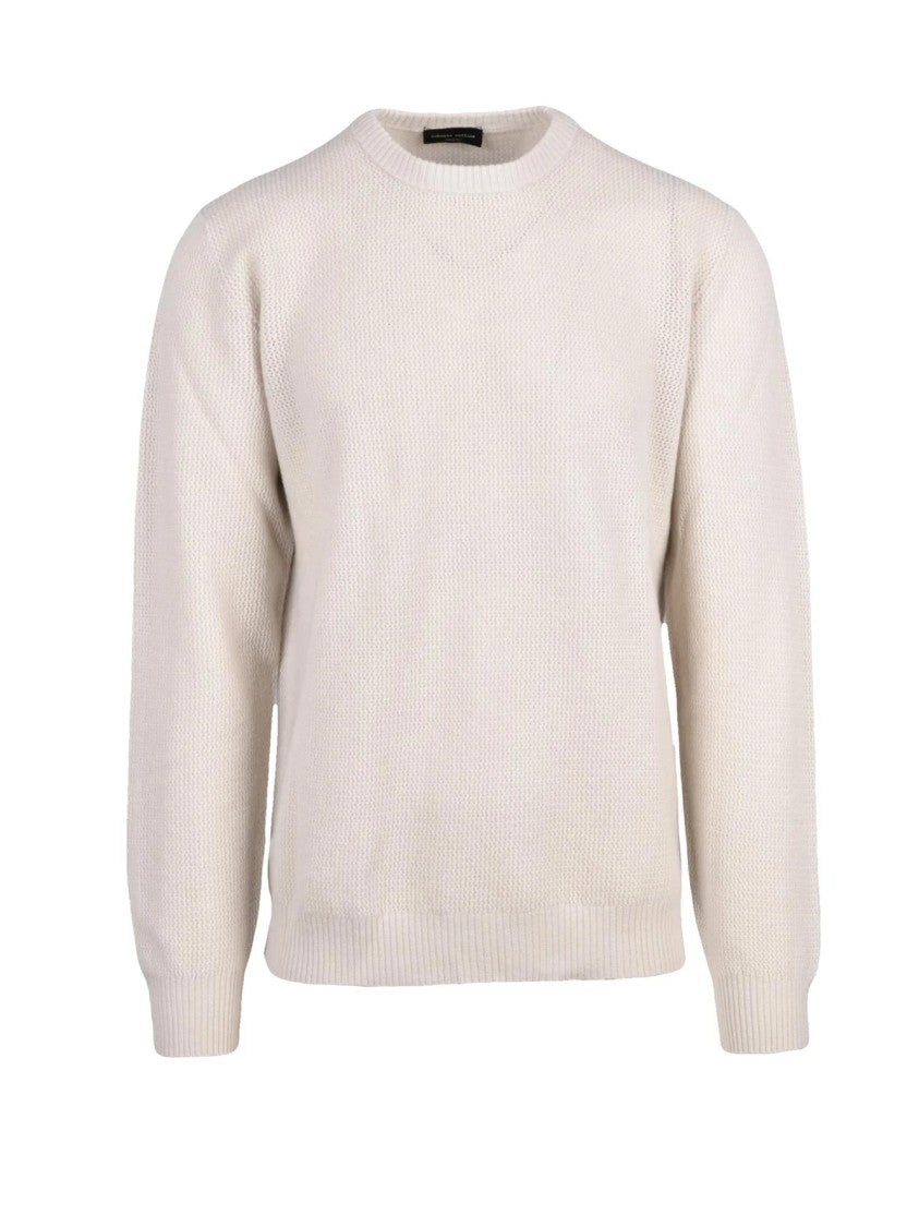 Roberto Collina White Extrafine Merino-Cashmere Crewneck Sweater