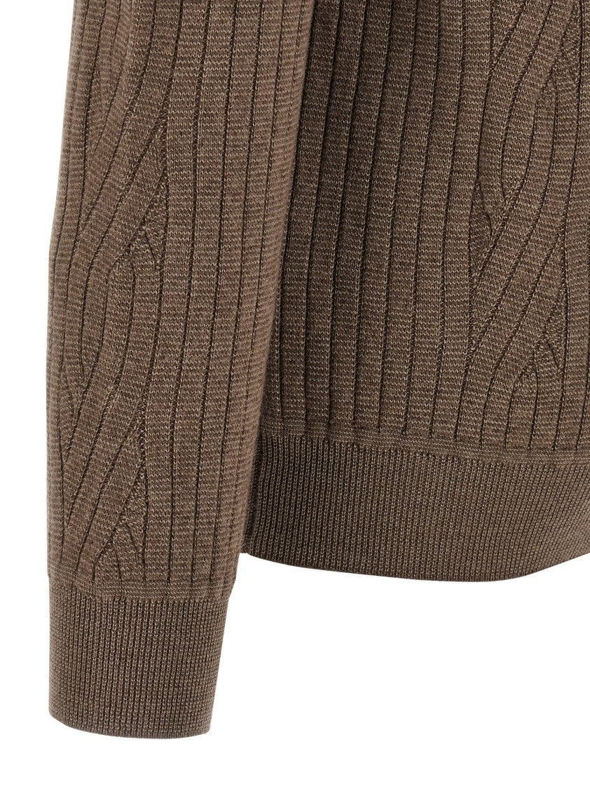 Brioni Ribbed And Braid Sweater