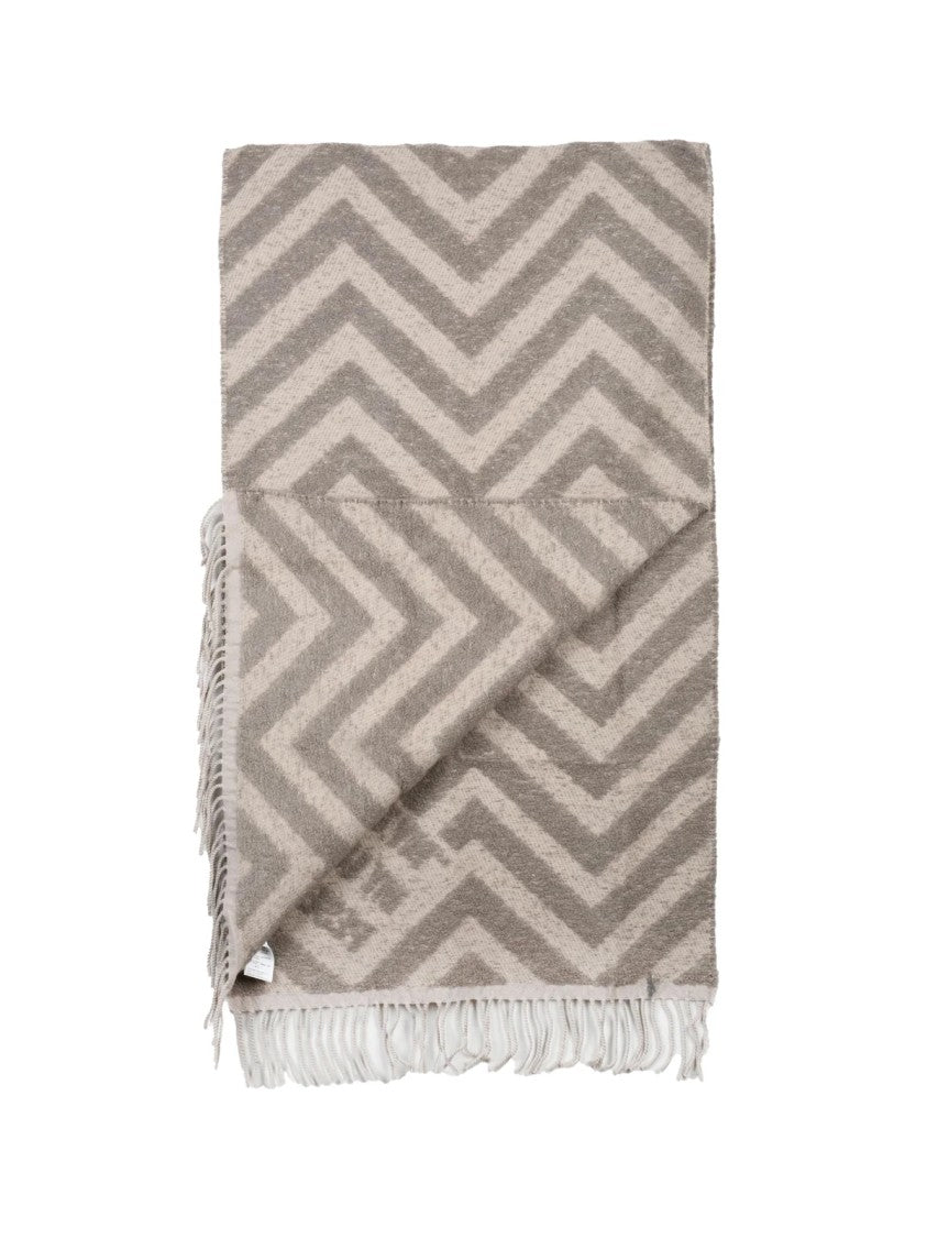 Peserico Chevron Zigzag Pattern Wool And Alpaca Scarf