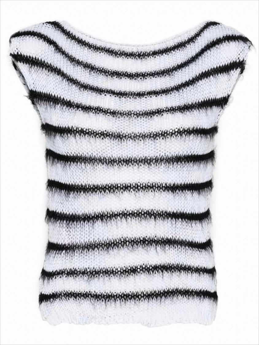 Marni Textured Knit Sleeveless Top With Horizontal Stripes