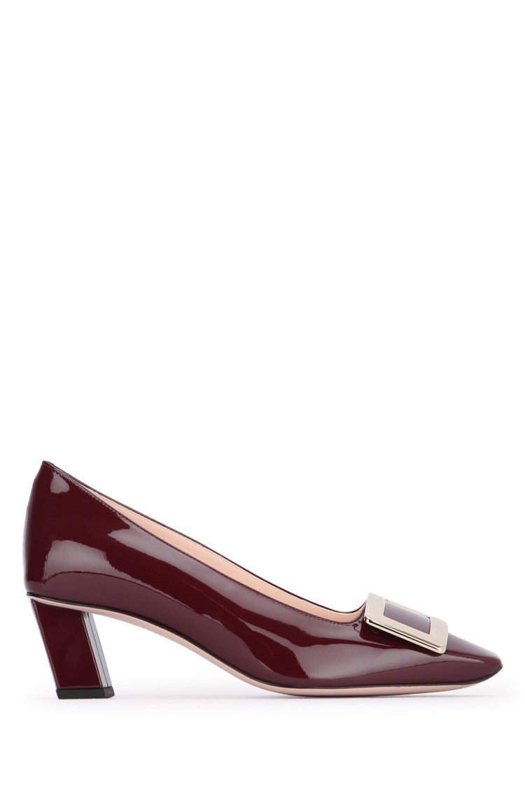 Roger Vivier Elegant Red Leather Pumps With Metallic Buckle Detail