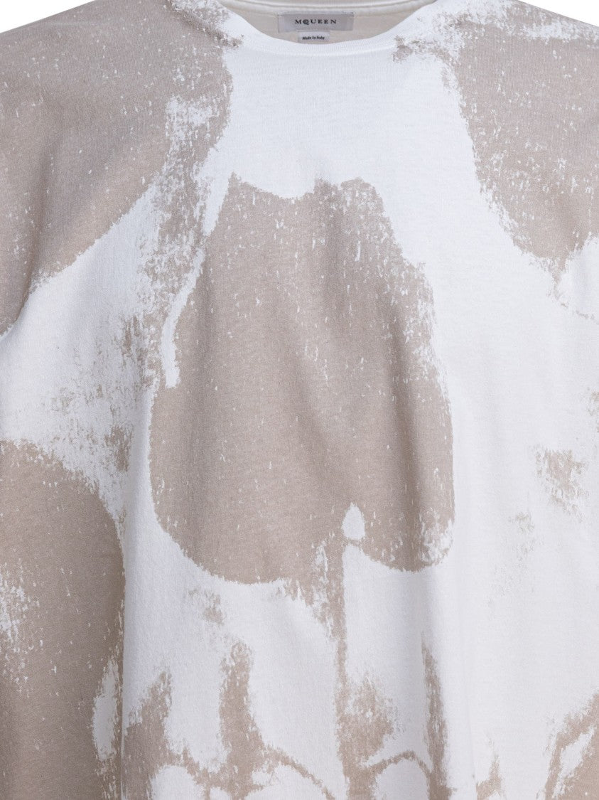 Alexander Mcqueen Abstract Beige Pattern T-Shirt