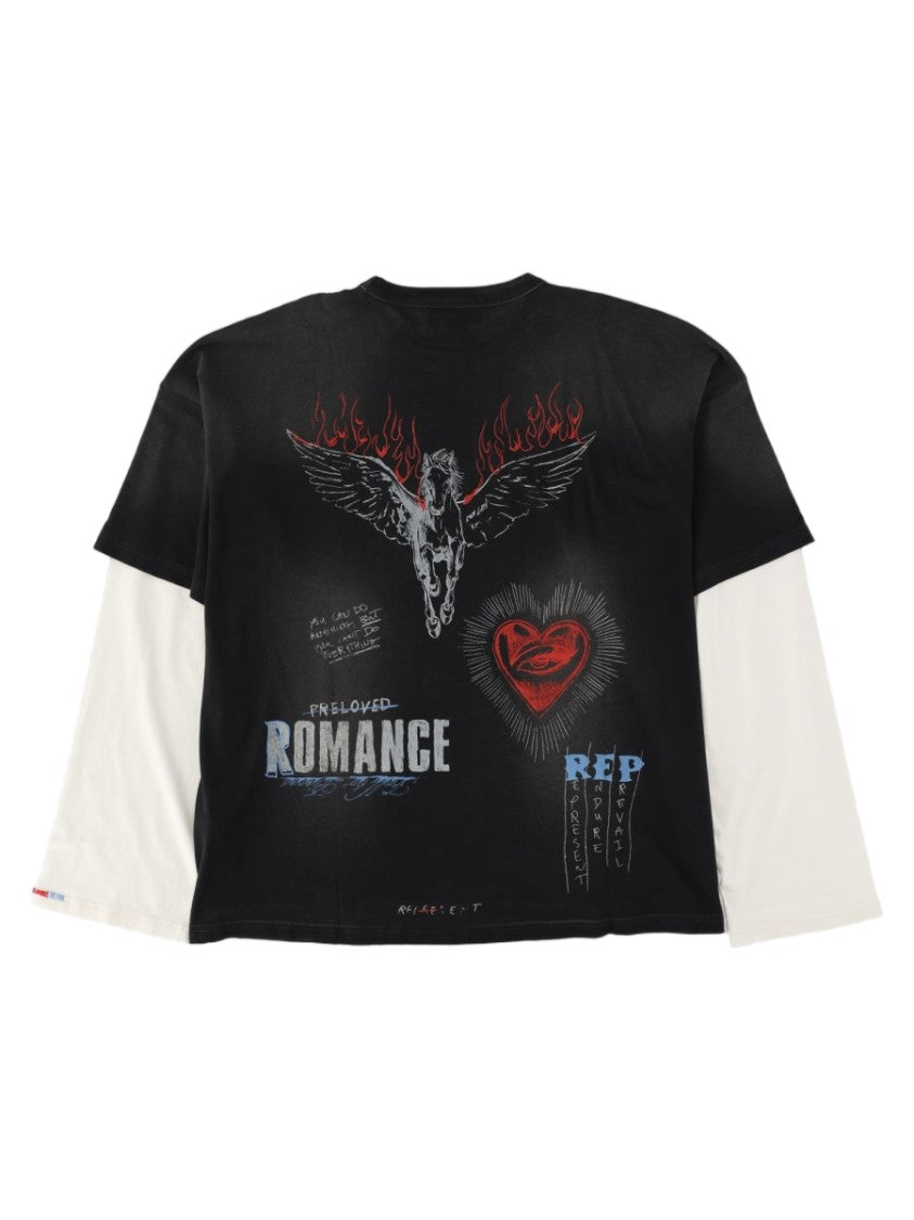 Represent Black Graphic Layered Long-Sleeve Cotton-Blend T-Shirt
