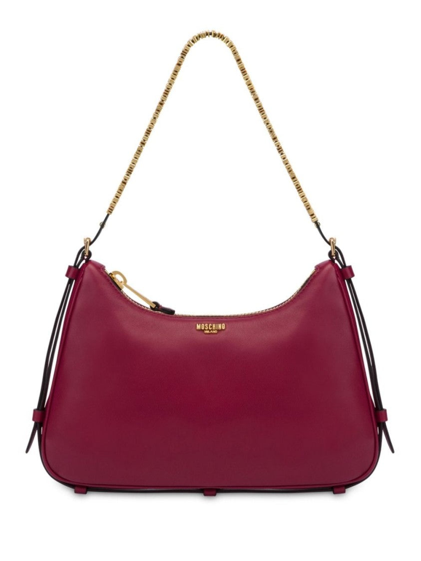 Moschino Dark Pink Sheepskin Leather Shoulder Bag