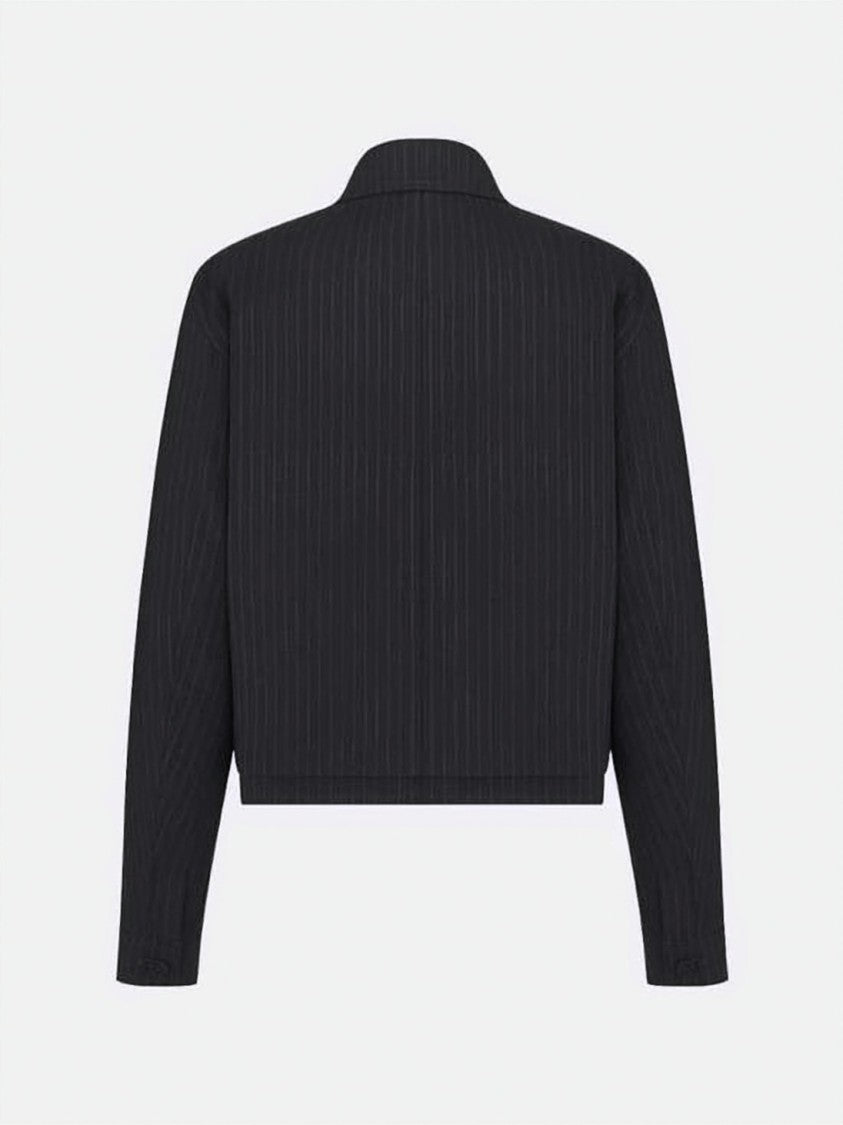 Dior Cropped Wool Jacket With Subtle Pinstripe Pattern