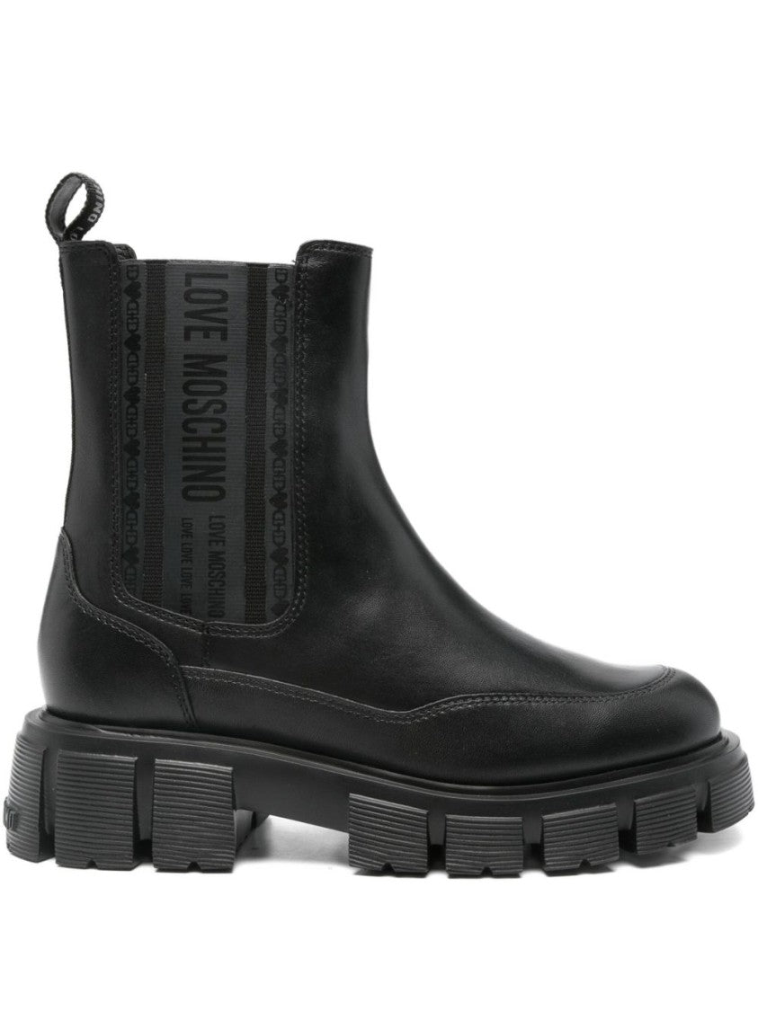 Love Moschino Black Ankle Boots With Sole