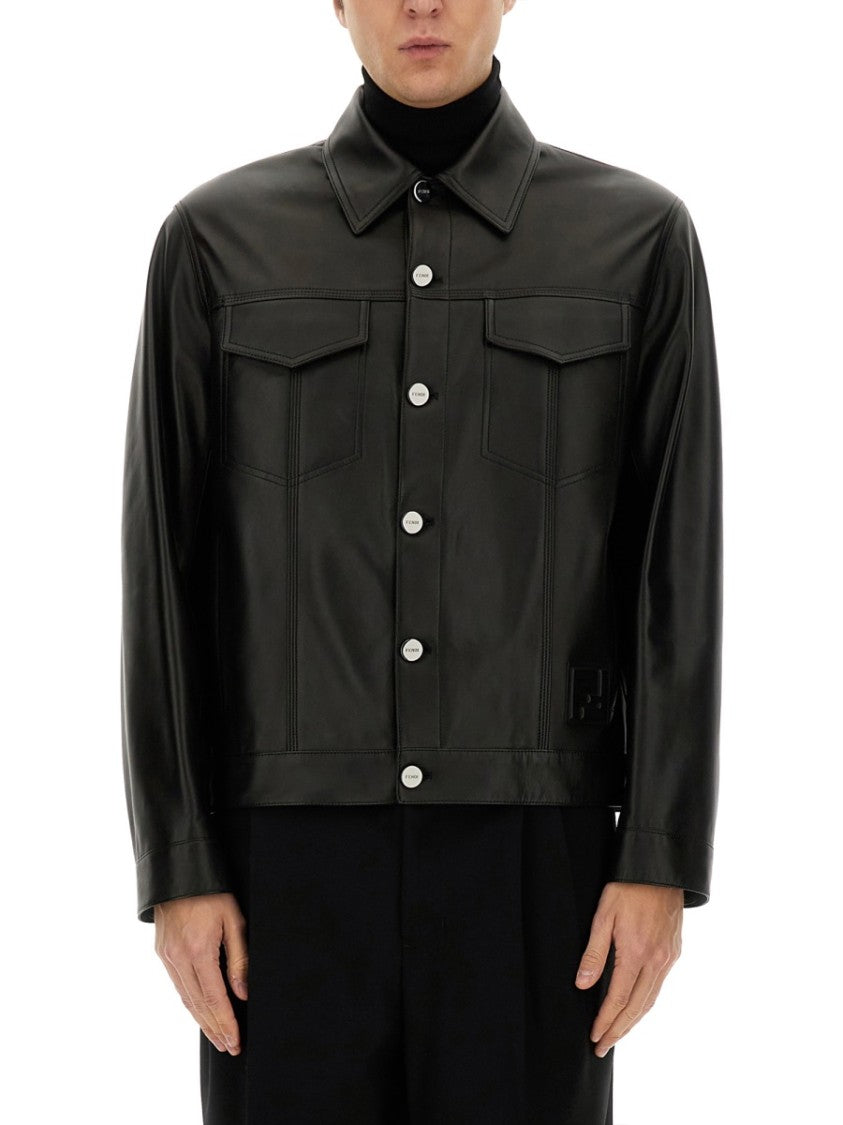 Fendi Cropped Blouson Jacket With Classic Collar