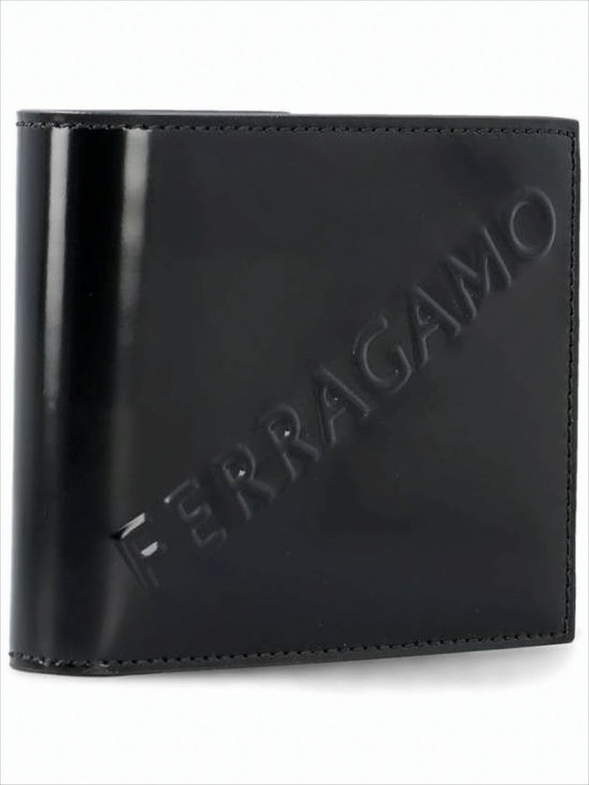 Salvatore Ferragamo Compact Black Calf Leather Wallet