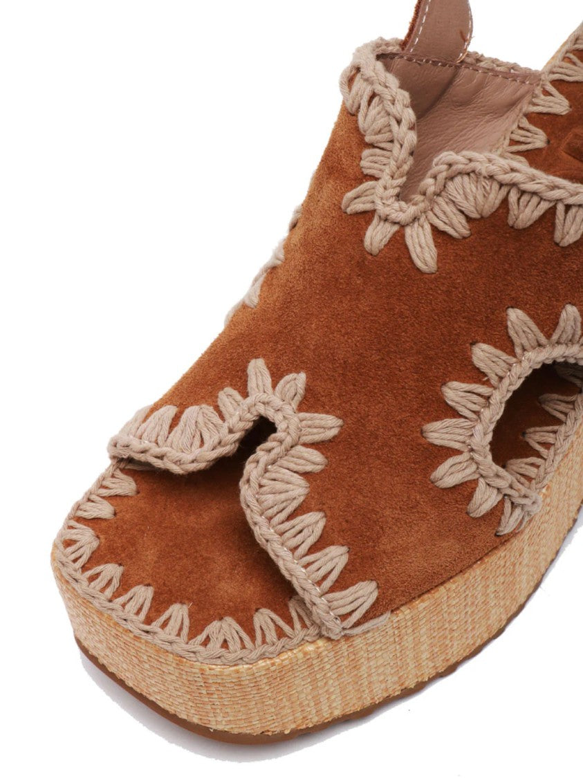 Mou Platform Sandals With Chunky Woven Heel