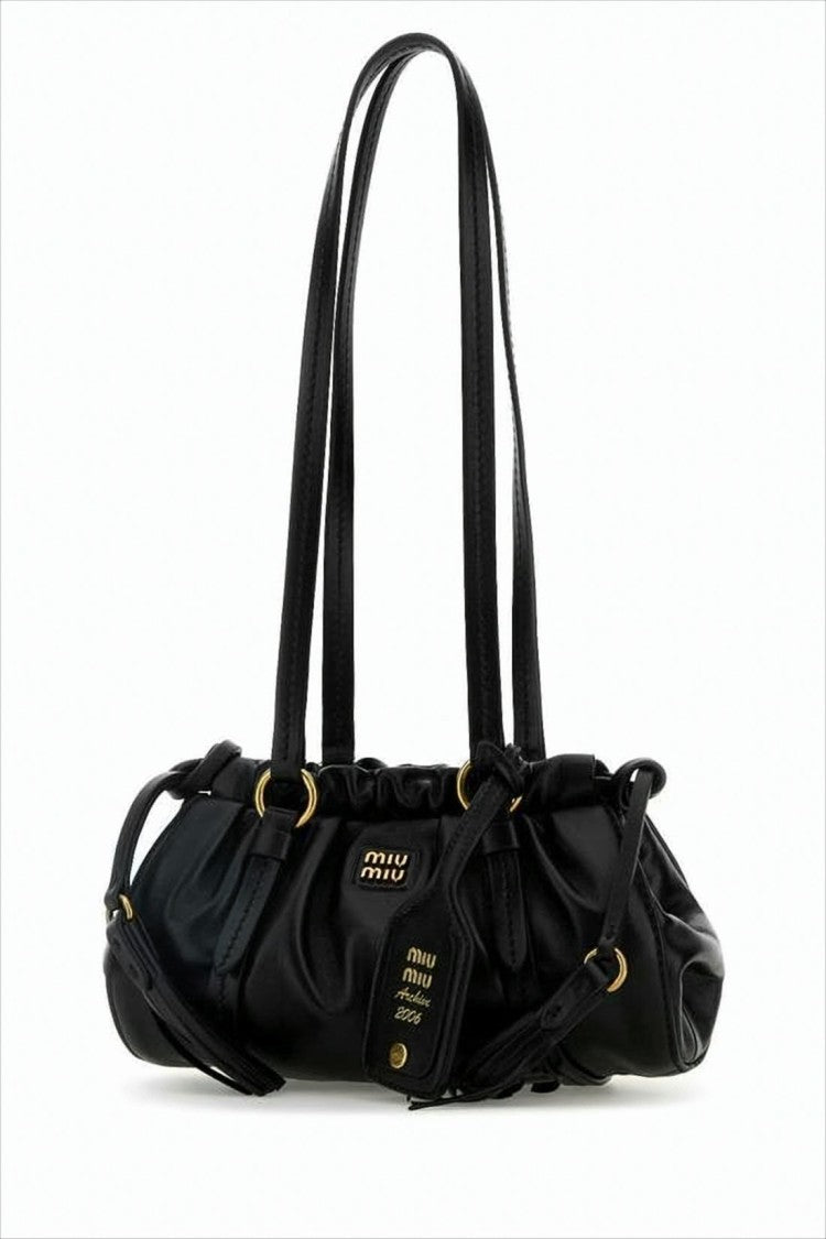 Miu Miu Ruched Lambskin Leather Shoulder Bag
