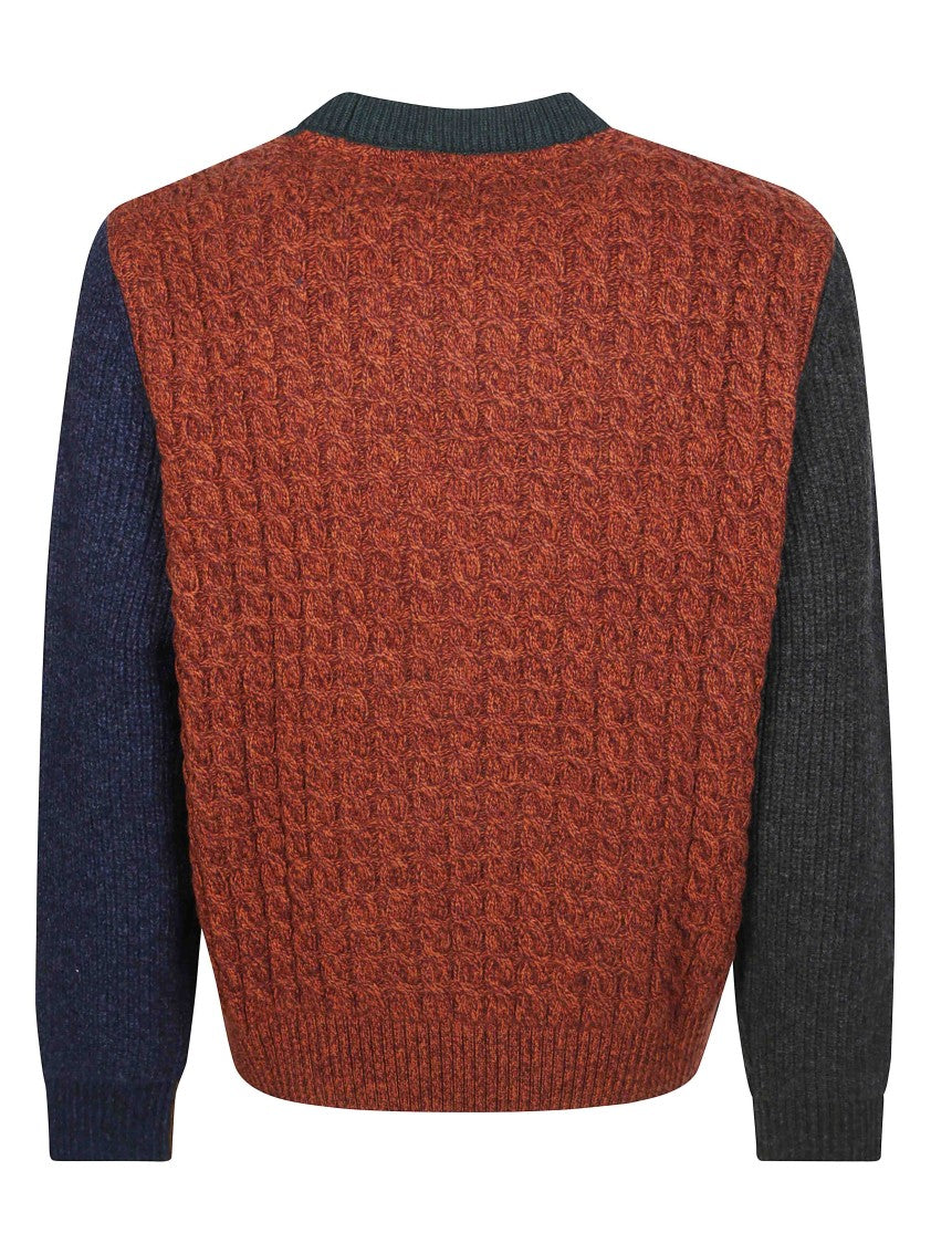 Barbour X Paul Smith Cable Colorblock Knit Pullover Sweater