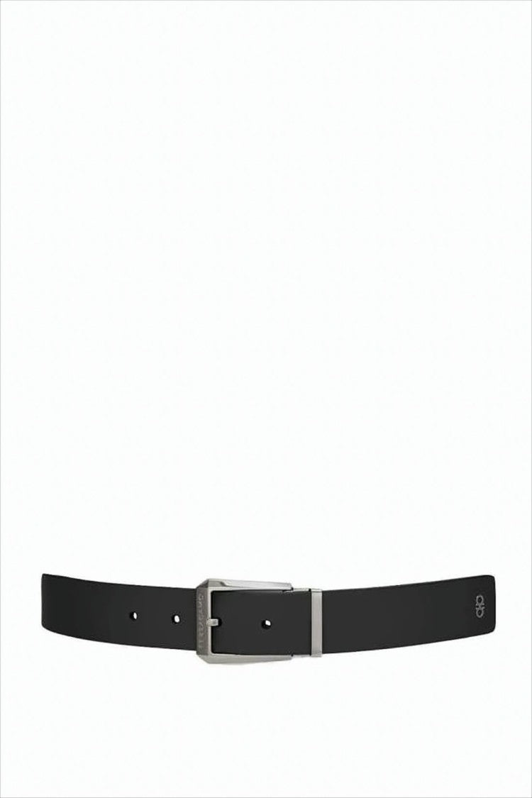 Salvatore Ferragamo Calfskin Leather Belt With Rectangular Matte Buckle