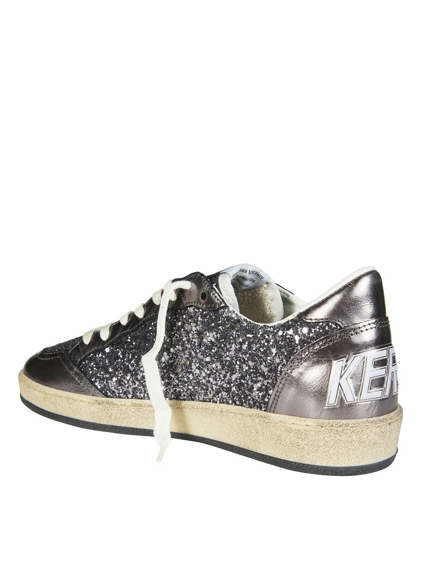 Golden Goose Glittery Silver Purple Metallic Sneakers