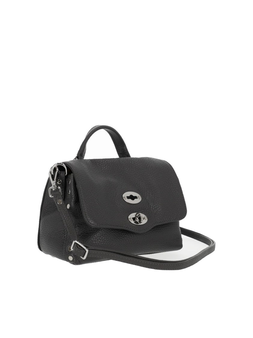 Zanellato Srl Grey Vulcano Daily Pebbled Leather Handbag