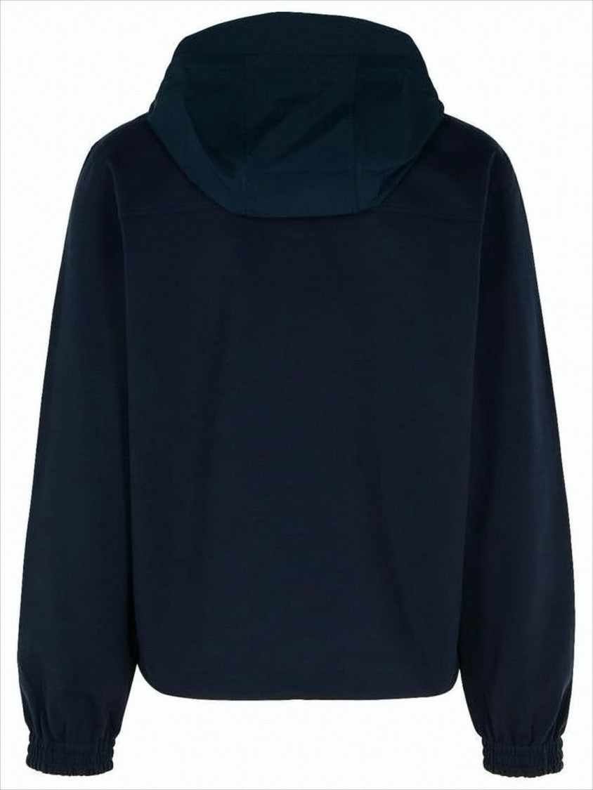 Thom Browne Relaxed Fit Half-Zip Hoodie With Drawstring Hood