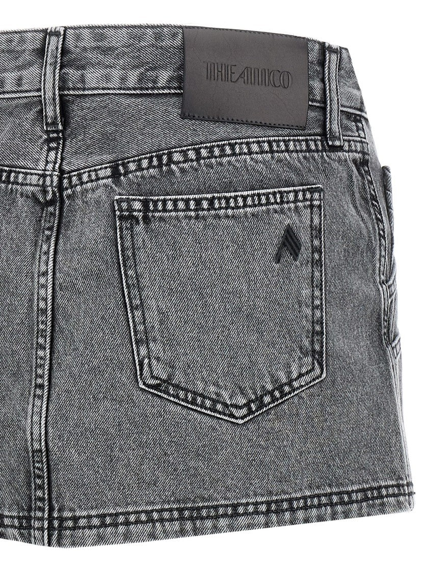 The Attico Multipocket Grey Denim Mini Skirt