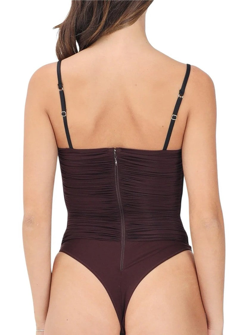 Elisabetta Franchi Purple Viscose-Blend Bustier Bodysuit