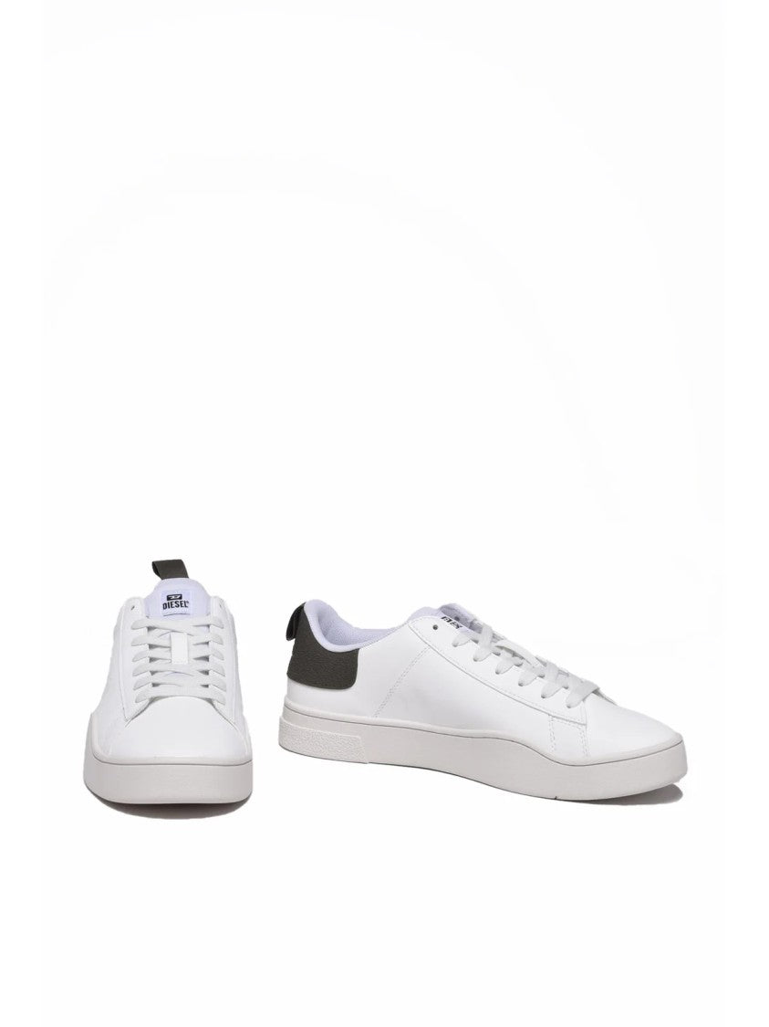 Diesel White Rubber Perforated Sneakers