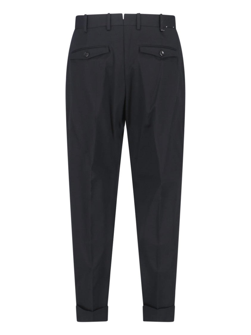 Pt Torino Tailored Black Trousers With Straight Leg Silhouette