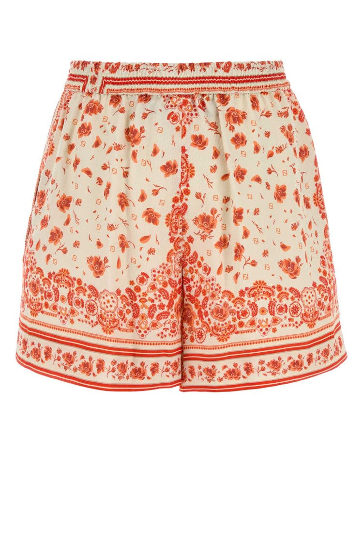 Fendi Printed Silk Shorts