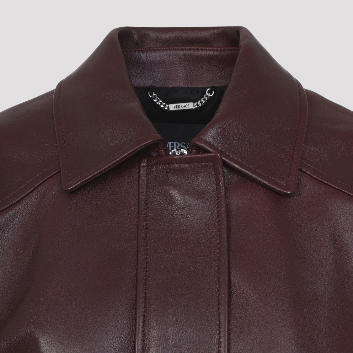 Versace Dark Burgundy Red Leather Bufalo Blouson