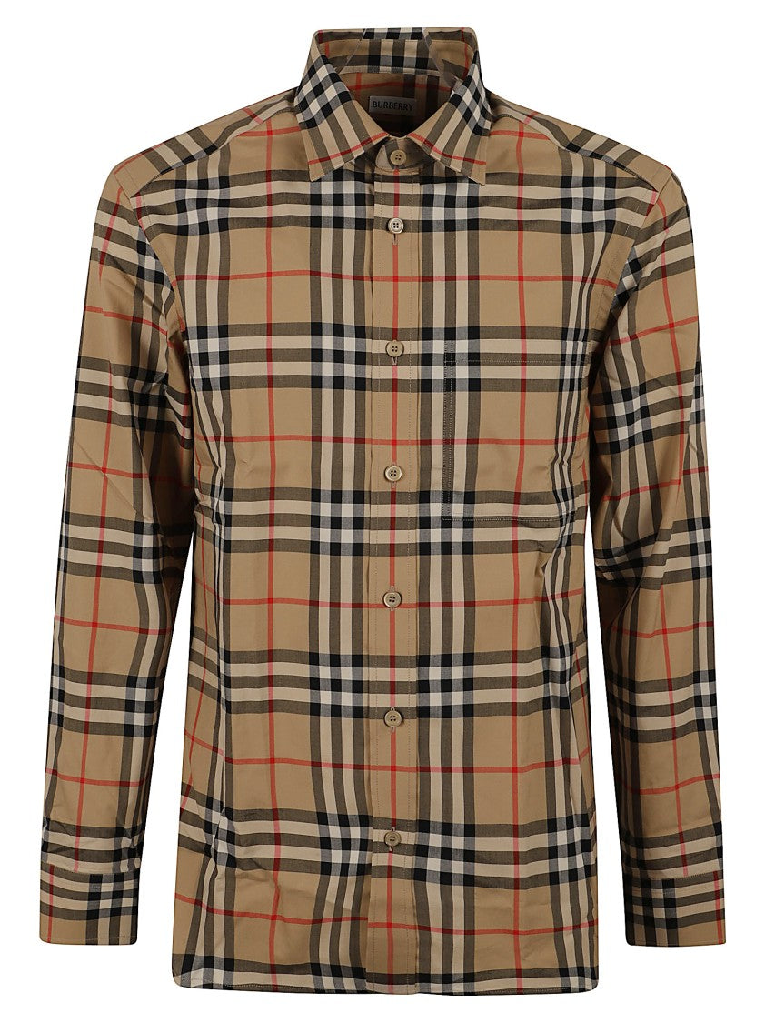 Burberry Tailored Plaid Shirt In Beige