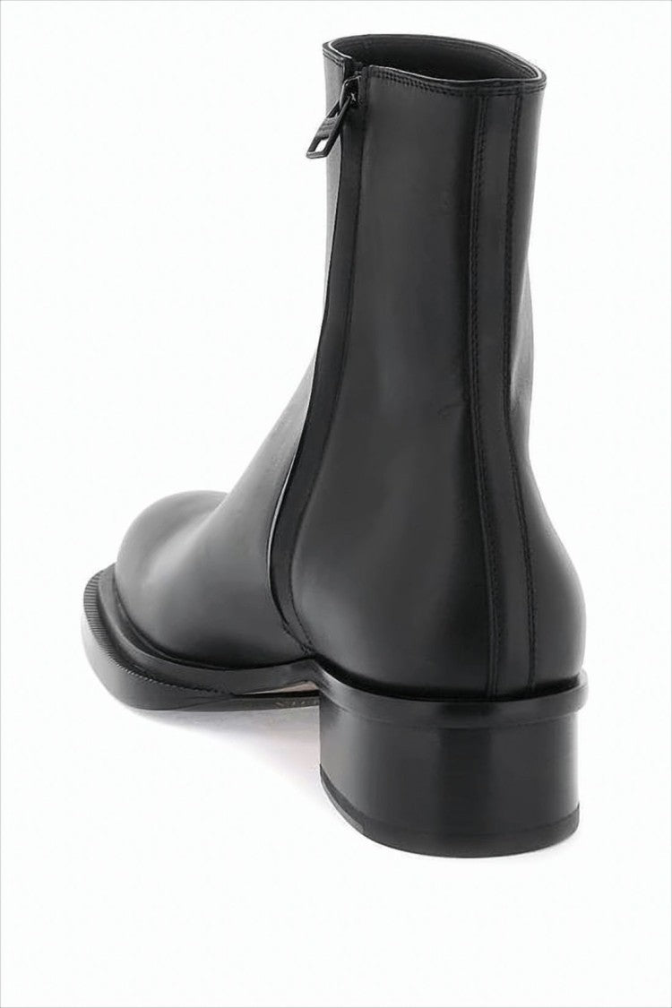 Alexander Mcqueen Smooth Leather Ankle Boots With Minimalist Design
