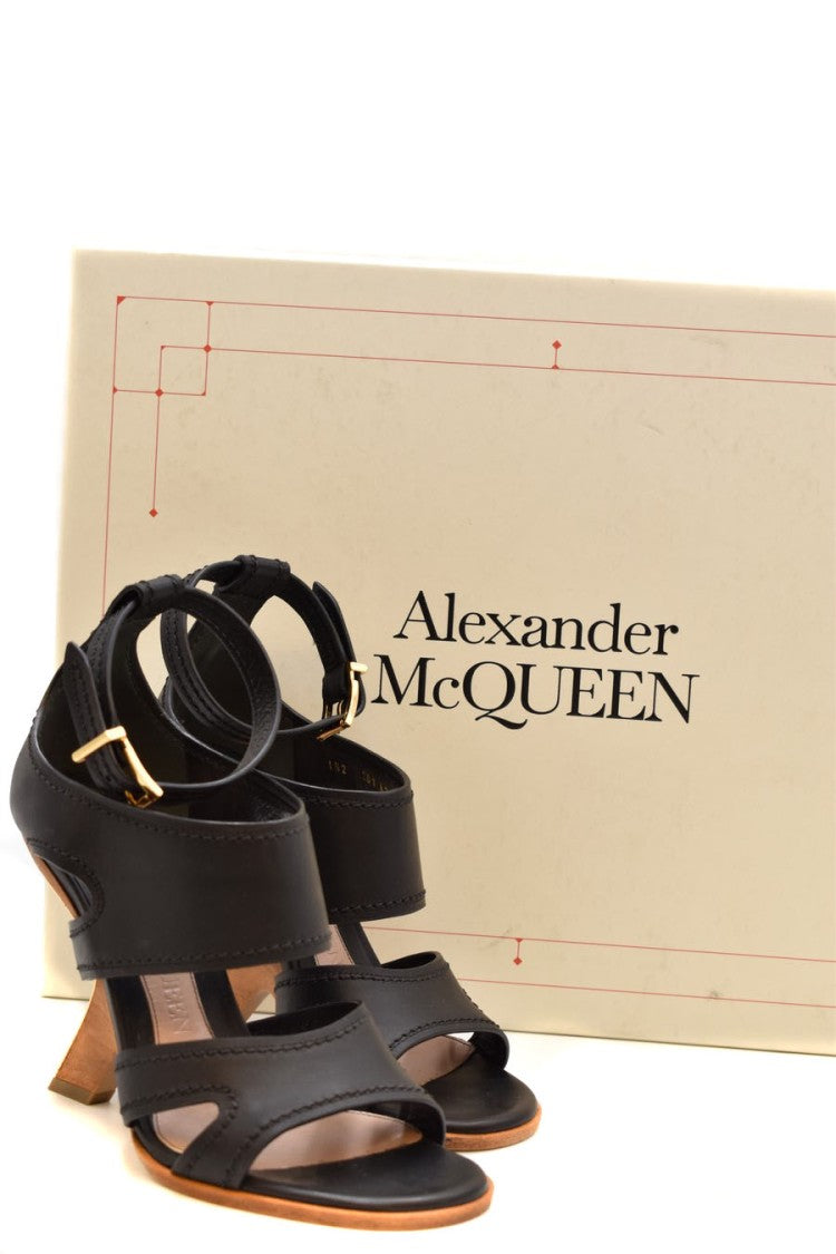 Alexander Mcqueen Black Calf Leather Sandals