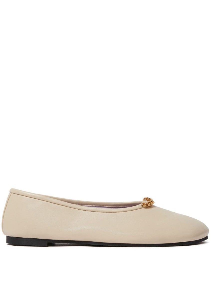 Stella Mccartney Rounded Toe Flats With Subtle Chain Detail