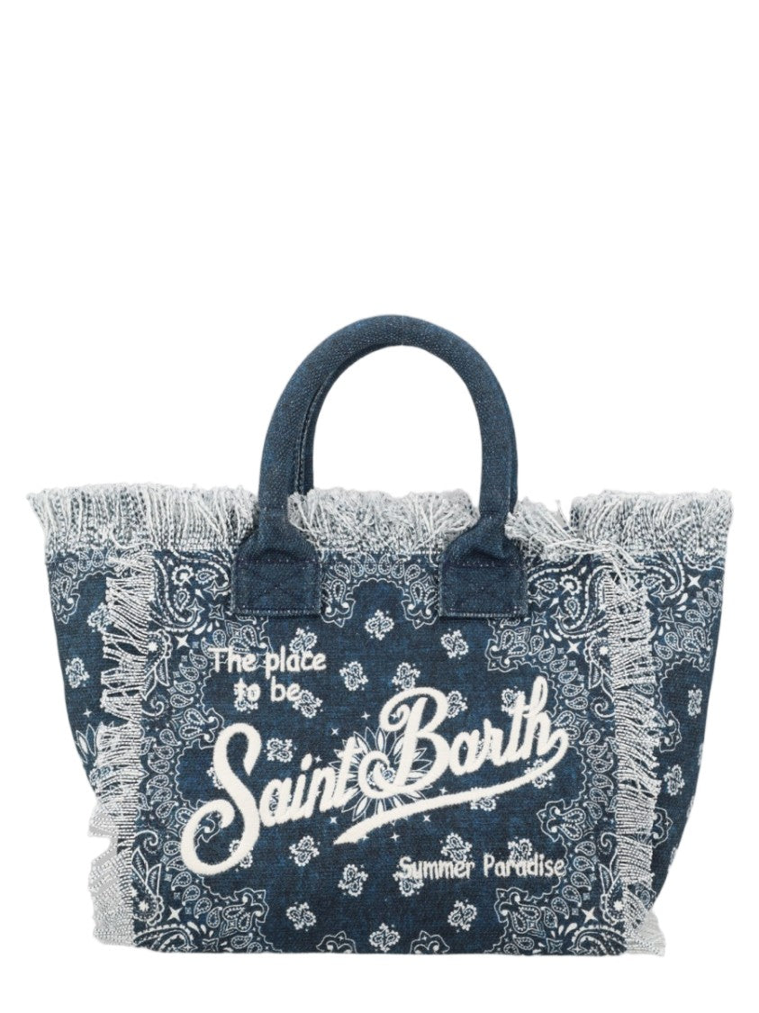 Mc2 Saint Barth Paisley Print Canvas Tote With Frayed Edges