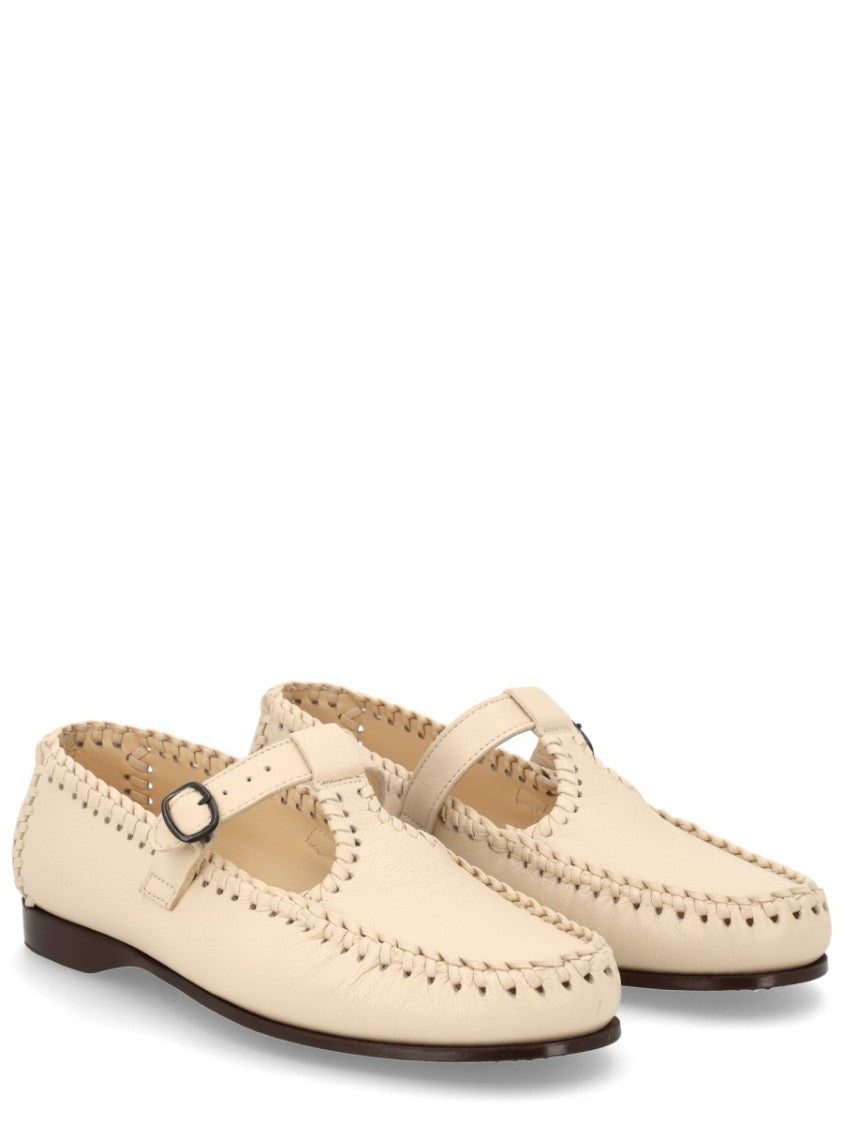 Hereu Neutrals Alcover Whipstitch Mary Jane Loafers